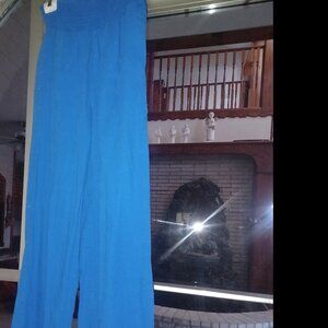 Love Tree Women's 55% Linen Pull On Pants Large Bright Blue